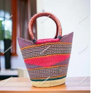 El más nuevo diseño Natural clásico tejido paja agua Jacinto algas marinas cesta de mimbre almacenamiento con asa bolsa de artesanías para mujeres - Product Image 1