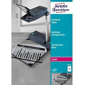Film laser Avery Zweckform OHP DIN A4 100m empilable en polyester transparent avec revêtement simple face, 100 feuilles/paquet pour présentations - Product Image 1