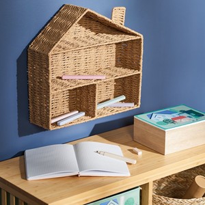 Étagère suspendue en forme de maison en jonc de mer nouvelle conception bibliothèque montée en jonc de mer attrayante pour la décoration - Product Image 5