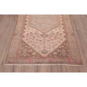 Vintage Area Rug 4x6.6 ft (123x201 cm), Turkish <b>Brown</b> Plants & trees Rug - Product Image 5