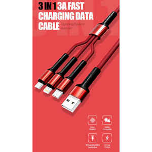 Netzy LC93 Cable de Carga Rápida 3 en 1 Compatibilidad Universal Multi USB Rojo - Product Image 4