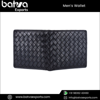 Dompet Pria Kulit Asli Gaya Vintage Terlaris, Anyaman Tangan, Lipat Dua, Fitur RFID Blocking, Custom