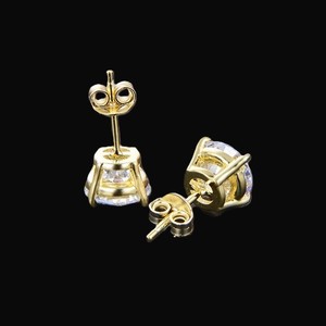 Unisex 14K Yellow Gold Plated Solitaire Stud <b>Earrings</b> Cute Style with Brilliant Cut VVS Moissanite Diamond for Parties Gifts - Product Image 3