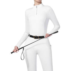 Camisas ecuestres de alta calidad al por mayor, camisetas de montar a caballo con media cremallera para mujer, ropa para carreras de caballos - Product Image 4