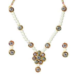 Kriaa 1100713 Maroon piedra austriaca chapado en oro collar conjunto joyería de moda para mujer - Product Image 1