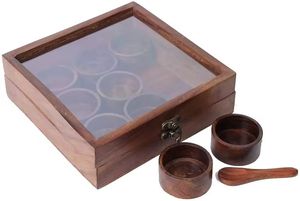 Caja de especias de madera marrón Natural hecha a mano para condimentos, armario de cocina, almacenamiento de polvo, cajas de especias y hierbas - Product Image 2