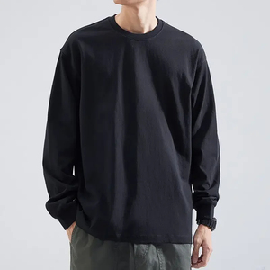 Camiseta de punto de manga larga para hombre avanzada 100% algodón con aberturas en diseño transpirable Casual moda esencial diseño en blanco - Product Image 4