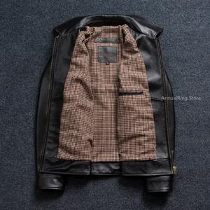 Chaqueta de Cuero Vacuno Genuino de los Años 30, Impermeable y Transpirable, con Solapa, para Hombre - Product Image 3