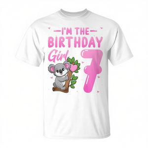 Maglietta Promozionale per Bambina di 7 Anni con Koala Carino: 'Sono la Bimba di Compleanno' - 7° Compleanno - Product Image 2