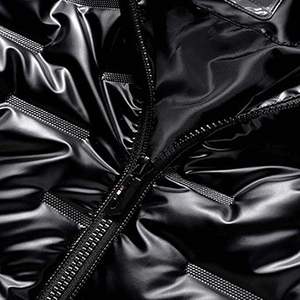 Veste matelassée élégante en nylon métallisé brillant, veste à capuche imperméable et respirante, activités de plein air d'hiver, vestes brillantes - Product Image 5