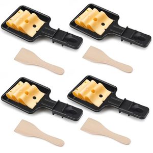 Mini ensemble de 4 poêles <span class=keywords><strong>à</strong></span> <span class=keywords><strong>raclette</strong></span> avec 4 spatules en bois, grill électrique universel et poêle <span class=keywords><strong>à</strong></span> frire pour la maison et l'extérieur - Product Image 1