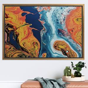 Impression sur verre trempé moderne : Art mural abstrait coloré sur toile, TOILE ENCADRÉE DORÉE - Product Image 1