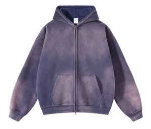 Sudadera con Capucha de Manga Larga de Primera Calidad, Lavada al Ácido, con Cierre de Cremallera, Efecto Desgastado, Estilo Deportivo para Hombre - Product Image 6