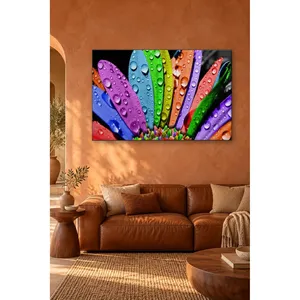 Impression sur toile de gouttes d'eau Fida sur des pétales de fleurs arc-en-ciel - Product Image 3