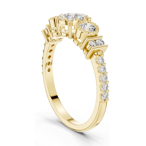 Bague multi-pierres en diamant de laboratoire 0,586 CT pour femme, clarté VVS-VS EF, or 18 carats, 14 carats, 10 carats et argent 925, rose, jaune, blanc - Product Image 5