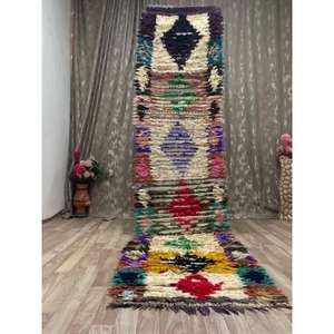 Auténtica Alfombra Marroquí Hecha a Mano, Boucherouite, Estilo Bohemio, Colorida, Vintage, Decoración Artesanal del Atlas - Product Image 1