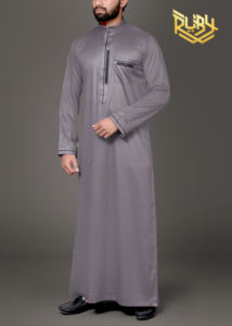Listo para enviar estilo tradicional de los hombres de moda Thobes tela transpirable con patrón sólido vestido largo para adultos - Product Image 2