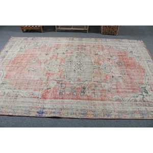 Alfombra Turca Vintage de 5.2x8.1 pies, Alfombra Roja de Lana Sólida - Product Image 3