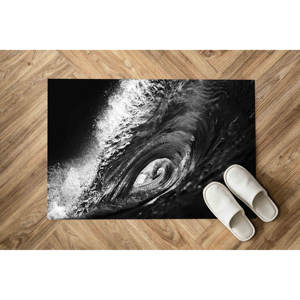 Tapis à Ondulations Noires et Blanches : Décoration Moderne Surf, Tapis de Couloir, Tapis Doux Non Tissé - Product Image 3