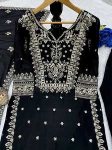 ชุดสلوار คามีซ ผ้าไหมสำหรับผู้หญิง พร้อมผ้าคลุมไหล่แฟนซีและงานปักลาย - ชุดสำหรับงานปาร์ตี้ งานรับปริญญา ไม่ยับและซับเหงื่อได้ดี - Product Image 3