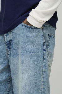 Shorts en jean vintage délavé pour homme, coupe ample et décontractée, style baggy, longueur genou, respirant, couleur unie, OEM/ODM - Product Image 6