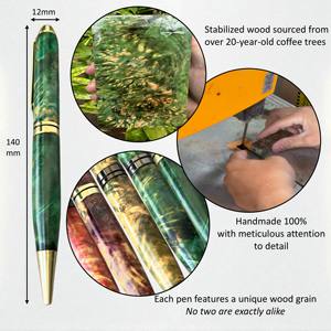 Sapphire Collection: Luxury Handmade 0.7mm Writing Width Stabilized Wood Ballpoint Pen Business <b>Gift</b> Wedding Souvenir Pen - Product Image 4