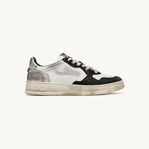 Zapatillas <span class=keywords><strong>Autry</strong></span> Medalist Low Super Vintage en Blanco, Negro y Plateado, Cuero Desgastado, Zapatos de Skate para Hombre - Product Image 3