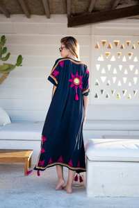 Kaftan de plage brodé en rayonne à motif floral tournesol époustouflant 2026 pour femme, grande taille, pour adultes, été - Product Image 2
