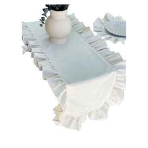 Elegante Camino de Mesa con Volantes Blancos de 40x130cm, Decoración Tejida de Algodón Estilo Shabby Chic para Bodas y Mesas de Comedor - Product Image 2
