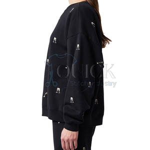 Sweat-shirt d'hiver avec strass sur le devant et logo personnalisé polyester/coton polaire haute qualité prix de gros pour femmes - Product Image 6