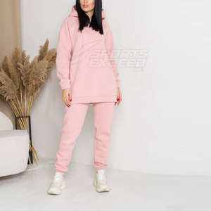 Conjunto Deportivo de Mujer de Lona Sólida de Invierno 2025 de la Mejor Calidad, Ropa Casual a la Moda, 2 Piezas, Mangas Largas, con Capucha, 100% Algodón - Product Image 3