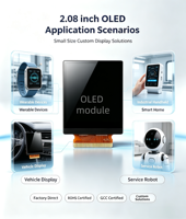 Pantalla OLED Personalizada de 2.08 Pulgadas para Termostato de Cerradura Inteligente, Panel Táctil ONCELL de Alto Brillo para Control del Hogar Inteligente, Probador Portátil