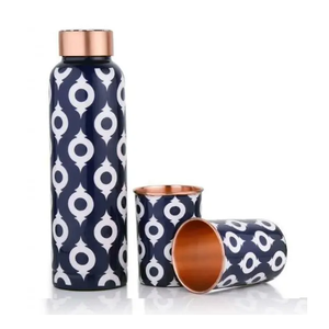 <b>Metal</b> 100% Pure Copper <b>Bottle</b> Modern Design Enamel Finishing Copper <b>Water</b> <b>Bottle</b> for Storage <b>Water</b> Drinking Sustainable Quality - Product Image 4