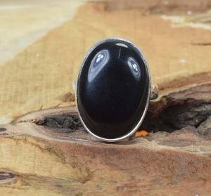 Anillo de plata de ley con ónix negro, joyería hecha a mano con piedras preciosas ovaladas, elegante regalo para mujer, talla US 5 - Product Image 5