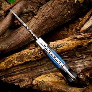 Cuchillos Plegables de Bolsillo Personalizables, Hechos a Mano, con Mango de Madera y Acero de Damasco Forjado, Cuchillos de Acero Personalizados con Funda - Product Image 3