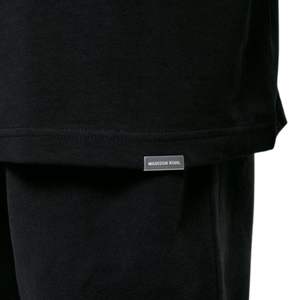 Core T-Shirt surdimensionné noir 300 GSM coton mi-poids Jersey coupe décontractée Boxy épaule tombante col côtelé luxe Streetwear - Product Image 3