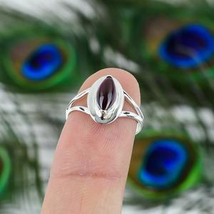 Anillo clásico hecho a mano granate cabujón piedra preciosa 925 anillo de plata esterlina anillo de granate de moda con 925 joyería fina de plata estampada - Product Image 3