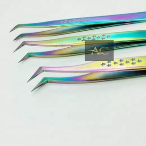 Multi colores profesional ruso volumen L tipo bota pinzas logotipo personalizado sólido Acero inoxidable estrellas agarre pinzas para pestañas - Product Image 6