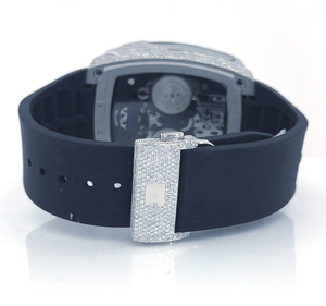 Montre-bracelet sportive antique pour homme, faite à la main, avec diamants Moissanite taille brillant, style Hip Hop glacé, cadran rond analogique, édition limitée de luxe - Product Image 4