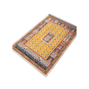 Pichwai Art <b>Wall</b> <b>Decor</b> Red & Orange Bohemian Cotton Cloth Tapestry for Outdoor Christmas Scenic Pattern with Cotton Rope Hanging - Product Image 2