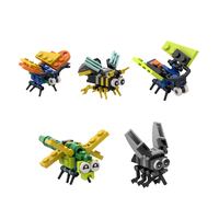 Grosir kreatif anak-anak anak laki-laki anak-anak belajar mainan Diy serangga Kit 12 model serangga Mini gambar hewan dinosaurus blok bangunan