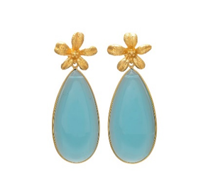 Pendientes de plata de ley 925 con gema de Calcedonia, novedad - Product Image 1