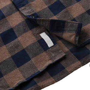 <b>Mens</b> Plaid <b>Flannel</b> <b>Shirt</b> in Dark Brown and Navy <b>Blue</b> with Custom Protective <b>Shirt</b> Features for Casual Wear new design - Product Image 2
