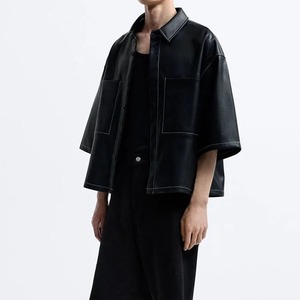 เสื้อเชิ้ตหนังแท้ดีไซน์ใหม่และโลโก้ปี 2025 สำหรับผู้ชาย สไตล์คลาสสิก ชุดทำงานฤดูหนาว แขนยาว คุณภาพสูง ราคาขายส่ง - Product Image 3