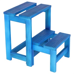 Sgabello in Legno Blu a 2 Gradini WELL HOME 32x23x40 cm Finitura Blu per Uso Domestico o Ufficio - Product Image 6