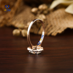 1,80 TDW Anillo de diamante de corte brillante redondo 18K Oro Rosa Ajuste de patrón de Halo Cvd/Hpht Diamond Lab Stone - Product Image 5