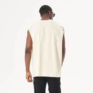 2024 nueva marca de moda europea americana tanque sin mangas de algodón puro con borde suelto pesado para Hombres estilo Retro para entrenamiento talla XL - Product Image 2