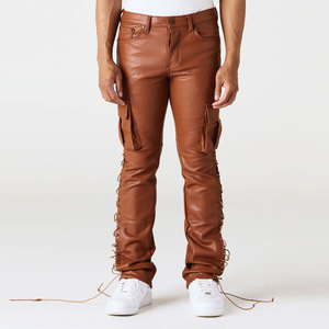 Écusson brodé Pantalon en cuir de qualité supérieure Design personnalisé Pantalon en cuir de style unique Street Wear Pantalon en cuir de taille personnalisée - Product Image 4