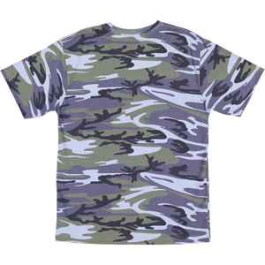 T-shirt camouflage bleu Woodland jeunesse 100% coton col rond à manches courtes T-shirt camouflage durable et respirant chemise d'extérieur - Product Image 2