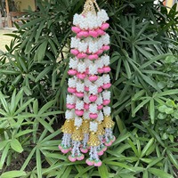 Merah muda putih buatan Mogra karangan bunga mawar dengan bel tradisional pesta gantung pernikahan Diwali dekorasi Natal rajnigandha